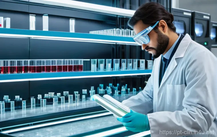 임상병리사 재직자를 위한 세미나 - **Prompt:** A realistic and highly detailed image of a modern, state-of-the-art clinical laboratory ...