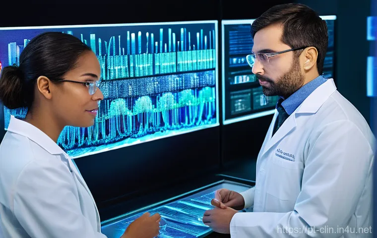 임상병리사 재직자를 위한 세미나 - **Prompt:** A realistic and highly detailed image of a modern, state-of-the-art clinical laboratory ...