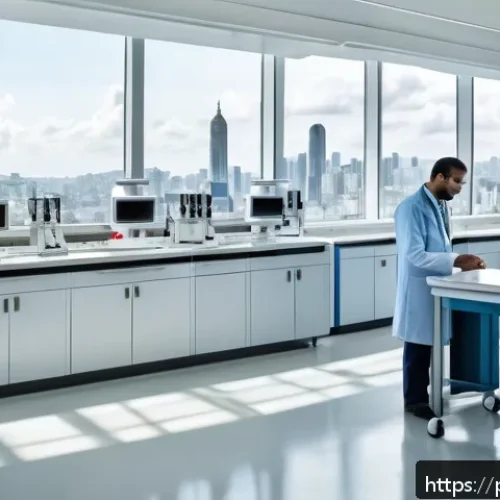 임상병리사 병원별 연봉 비교 - A modern Brazilian hospital laboratory scene featuring a diverse group of clinical biomedical profes...